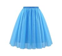 Faldas De Tul Multicapa Para Mujer, Largas, Elásticas, De Cintura Alta, Plisadas, De Malla, Fluidas, De Corte A, Para Fiesta, Con Tutú Y Forro, Estilo Vintage De Los Años 70 Y 80, Color Azul Ciel