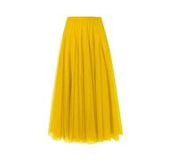 Faldas de tul para mujer, cintura alta, plisada, de malla, acampanada, para fiesta, largo tutú, vestido de regreso a casa, amarillo, Talla única