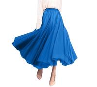 Faldas de tul para mujer, midi, elásticas, de cintura alta, con volantes de malla, fluidas, línea A, para fiesta, largas faldas de tul, vestido de regreso a casa, azul celeste, Talla única