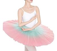 Faldas de tutú ballet for mujer, adolescentes y adultas, 7 capas, estilo "El lago los cisnes", for práctica baile, con degradado Para adultos(Pink and green,M)