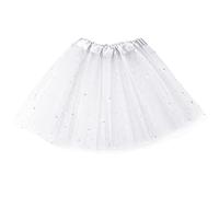 Faldas de Tutú de 3 Capas Falda de Ballet con Lentejuelas para Niñas (Blanco)