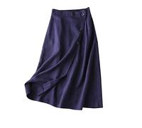 Faldas de verano para mujer, estilo casual, a la moda, ligeras, suaves, elásticas, de ajuste regular, para playa, fiesta hawaiana, maxi faldas para mujer, azul marino, XL