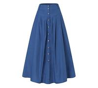 Faldas de verano para mujer, ligeras, suaves, clásicas, informales, modernas, ajuste regular, acampanadas, estampado floral, vacaciones, playa, estilo bohemio, faldas de verano 2025, azul, 5XL