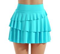 Faldas elásticas de color liso para mujer, cintura alta, bolsillo de camisa, falda plisada deportiva, entrenamiento, sudor, fitness, falda de ante para mujer, azul claro, M