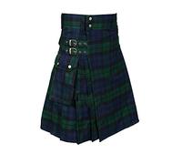 Faldas escocesas de tartán para Hombre Falda Escocesa de tartán con Correas y Bolsillos Grandes de Carga (Verde, XL)