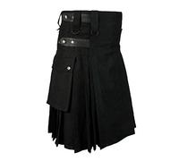 Faldas escocesas utilitarias para Hombre Falda Escocesa con Correas y Grandes Bolsillos Cargo Talla Grande Medieval Vintage Punk Gothic Vestido Hombres