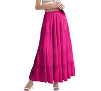 Faldas largas holgadas de Gasa Blanca para Mujer, Estilo Bohemio, de Verano, con Cintura elástica, Plisadas, Estilo A, para Mujer Tenis Azul (S)