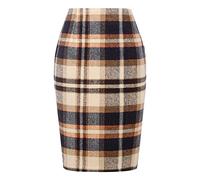 Faldas Midi Mujer - Falda Escocesa Mujer Lápiz De Lana Cintura Alta Suaves Simple Línea A Falda Cremallera Básica Sexy Delgados Elegante Corte Regular Salvaje Cuadros Faldas Para Otoño Invierno