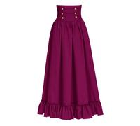 Faldas Mujer - 2024 Falda Larga Retro De Cintura Alta Falda Gótica con Cordones Falda Midi (Red S)