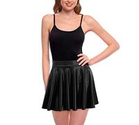 Faldas Mujer Cortas Plisada Negra Metalizada Brillante [Falda Skater Patinaje]【Talla XL】 Multifunción Disfraz Baile