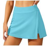 Faldas Mujer Pantalones De Baño para Mujer Belly Tightening A Line Swim Dress Built In Shorts De Baño De Cintura Alta Pantalones De Baño Divididos Pantalones De Baño L Lightblue