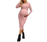 Faldas Mujer Verano Vestido de Maternidad Elegante con Mangas Largas Ajustado Informal para un Atuendo Cómodo Durante el (L)