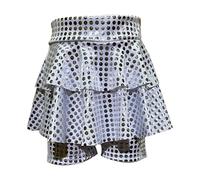 Faldas Niñas Danza Lentejuelas Falda Niños Traje Escenario Pantalones Cortos Falda Tutú Sol Falda Enagua Pantalones Cortos Niñas Faldas Vestidos de Falda de Moda, O Silver, 160 cm