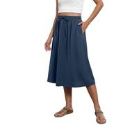 Faldas para mujer con cintura elástica ajustable y cordón, con bolsillos, faldas midi de verano ligeras con dobladillo escalonado para mujer del Reino Unido, oferta de liquidación, XL