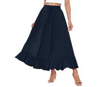 Faldas para mujer, falda maxi, falda de verano, falda de playa, falda para el tiempo libre, falda de playa, falda elástica, talla única, informal, con bolsillos, falda plisada, azul marino, XXL