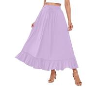 Faldas para mujer, falda maxi, falda de verano, informal, falda larga con bolsillos, falda plisada, falda de playa, falda casual, falda de playa, falda elástica, talla única, violeta claro, S