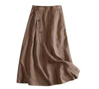 Faldas para mujeres mayores señoras nuevo vestido casual línea A verano de algodón y lino de longitud media cintura elástica falda swing grande vestido semi largo camiseta de tirantes para hombre