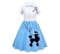 Faldas para niña de los años 50, vestido de caniche, años 50, disfraz de calcetín de los años 50, a cuadros, azul claro, 5-6 años