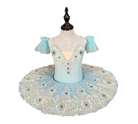 Faldas Profesionales De Ballet Tutús para Niñas, Vestido De Ballet Estilo Panqueque Traje De Baile,Azul,130