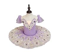 Faldas Profesionales De Ballet Tutús para Niñas, Vestido De Ballet Estilo Panqueque Traje De Baile,Púrpura,130