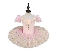Faldas Profesionales De Ballet Tutús para Niñas, Vestido De Ballet Estilo Panqueque Traje De Baile,Rosado,130