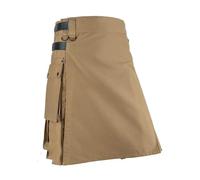Faldas Steampunk medievales Cosxie for hombre, traje tradicional, falda plisada de color sólido con bolsillo, estilo pirata retro(Khaki,XXXL)