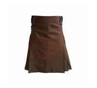 Faldas Steampunk medievales Cosxie for hombre, traje tradicional, falda plisada de color sólido con bolsillo, estilo pirata retro(Brown,XXXL)
