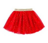Faldas tutú para niñas, 3 capas con lentejuelas y cintura elástica, falda de ballet para niñas de 2 a 10 años, rosso, 3-4 años