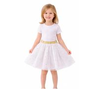 Faldas tutú para niñas, 3 capas con lentejuelas y cintura elástica, falda de ballet para niñas de 2 a 10 años, blanco, 4-5 años