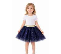 Faldas tutú para niñas, 3 capas con lentejuelas y cintura elástica, falda de ballet para niñas de 2 a 10 años, azul marino, 3-4 años