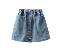 Faldas Vaqueras para Niñas con Cintura Elástica y Bolsillos Minifalda Informal Cómoda para Juego Primavera Verano Otoño #1218E