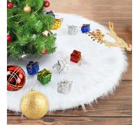 Faldon Arbol Navidad Pequeños, 38cm Redonda Base de Árbol de Navideños Falda, Felpa Faldas Arbol Navidad Blanco, Mini Cubre Árbol Pequeña para Decoración de Árboles de Navideños