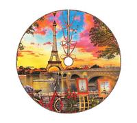 Faldón de árbol de Navidad con estampado de la Torre Eiffel de París, decoración de bordes para decoración de interiores, fiesta y Año Nuevo