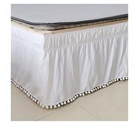 Faldón de Cama con elástico y Volantes, Bed Skirt Wrap Around Elastic No Twin Full Queen King Size 40cm Height Multicolor(White,100x200x40cm)