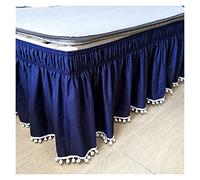 Faldón de Cama con elástico y Volantes, Bed Skirt Wrap Around Elastic No Twin Full Queen King Size 40cm Height Multicolor(Blue,2X Pillowcase 50x70)