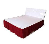 Faldón de Cama con elástico y Volantes, Solid Color Elastic Double Bed Skirt, Multicolor, Multiple Sizes For Home Hotel(Red,120x200x40cm)