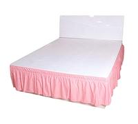 Faldón de Cama con elástico y Volantes, Solid Color Elastic Double Bed Skirt, Multicolor, Multiple Sizes For Home Hotel(Pink,100x200x40cm)