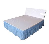 Faldón de Cama con elástico y Volantes, Solid Color Elastic Double Bed Skirt, Multicolor, Multiple Sizes For Home Hotel(Blue,180x200x40cm)