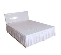 Faldón de Cama con elástico y Volantes, Solid Color Elastic Double Bed Skirt, Multicolor, Multiple Sizes For Home Hotel(White,180x200x40cm)
