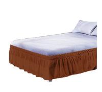 Faldón de Cama con elástico y Volantes, Solid Color Elastic Double Bed Skirt, Multicolor, Multiple Sizes For Home Hotel(Brown,150x200x40cm)