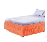 Faldón de Cama con elástico y Volantes, Solid Color Elastic Double Bed Skirt, Multicolor, Multiple Sizes For Home Hotel(Orange,180x200x40cm)