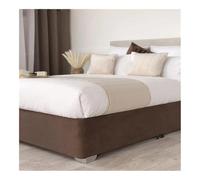 Faldón de cama de ante sintético blanco de lujo, fácil de instalar, tela de 3 lados, 160 x 200 x 37 cm, elegante cenefa para decoración y cambio de imagen de dormitorio con estilo