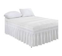Faldón de cama envolvente para cama completa, sábana bajera con volante faldones de cama tamaño Queen (blanco crema, individual)