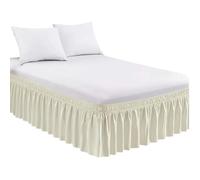 Faldón de cama envolvente para cama completa, sábana de volante faldones de cama tamaño Queen (beige, individual)