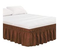 Faldón de cama envolvente para cama completa, sábana de volante faldones de cama tamaño Queen (Café, King)
