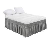Faldón de cama envolvente para cama completa, sábana de volante faldones de cama tamaño Queen (gris claro, King)