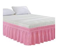 Faldón de cama envolvente para cama completa, sábana de volante faldones de cama tamaño Queen (rosa, individual)