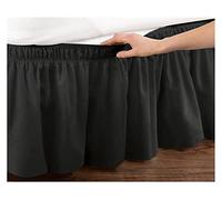 Faldón De Cama Falda de Cama elástica sin Superficie Cama poliéster Delantal Colcha Encaje Full Queen Tamaño(Black,150x200x38cm)