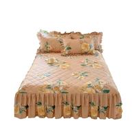 FaldóN De Cama Falda De Cama Gruesa, Cubierta De Encaje De Doble Capa De Lino, Estilo Floral, Colcha for el hogar, Faldones De Cama (sin Funda De Almohada), 1 ud.(B,Single 120x200cm 1pc)