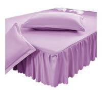Faldón de Cama Juego de 3 Piezas: Faldón Cama Liso + par Fundas Almohada (sin Relleno), cubrecama, Funda colchón, sábana y Juego(Purple,150x200cm 3pc)
